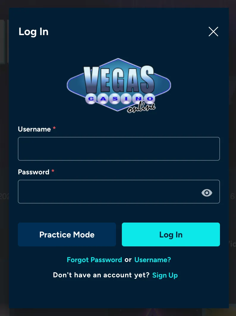 vegas-casino-online login page